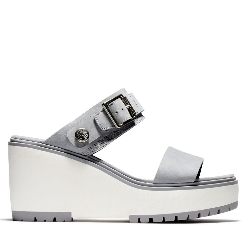 Timberland Womens Sandals Koralyn Wedge - Grey/White - India QA2735806